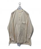 KAPTAIN SUNSHINEキャプテンサンシャイン）の古着「100/2 FINX COTTON SHUTTLE WEATHER FLY FRONT BAND COLLAR SHIRTS」｜アイボリー