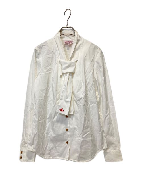 Vivienne Westwood RED LABEL（ヴィヴィアンウエストウッドレッドレーベル）Vivienne Westwood RED LABEL (ヴィヴィアンウエストウッドレッドレーベル) リボンタイ付き切替デザインシャツ ホワイト サイズ:2の古着・服飾アイテム