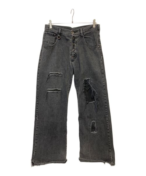 SOSHIOTSUKI（ソウシ オオツキ）SOSHIOTSUKI (ソウシ オオツキ) Crashed Denim Pants ブラック サイズ:46の古着・服飾アイテム