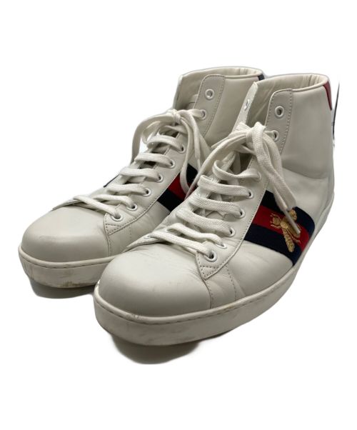 GUCCI（グッチ）GUCCI (グッチ) Bee Ace High-Top Sneakers ホワイト サイズ:9 1/2の古着・服飾アイテム