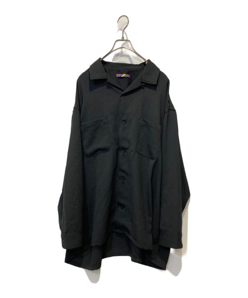 is-ness（イズネス）is-ness (イズネス) OPEN COLLAR SHIRT ブラック サイズ:Lの古着・服飾アイテム