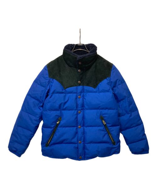 TMT（ティーエムティー）TMT (ティーエムティー) LEATHER COMBINATION DOWN JACKET ブルー サイズ:Lの古着・服飾アイテム