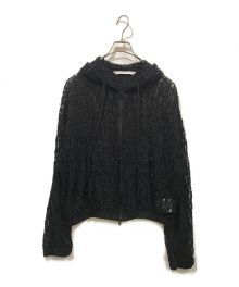 JOHN LAWRENCE SULLIVAN（ジョン ローレンス サリバン）の古着「Uneven lace zip-up hoodie」｜ブラック