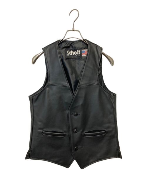 Schott（ショット）Schott (ショット) レザーベスト ブラック サイズ:Sの古着・服飾アイテム