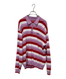 SUPREME（シュプリーム）の古着「Stripe Zip L/S Polo」｜ピンク