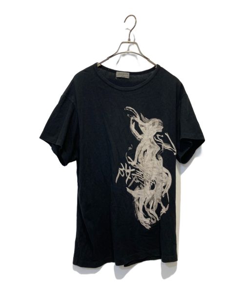 YOHJI YAMAMOTO（ヨウジヤマモト）YOHJI YAMAMOTO (ヨウジヤマモト) プリントTシャツ ブラック サイズ:3の古着・服飾アイテム