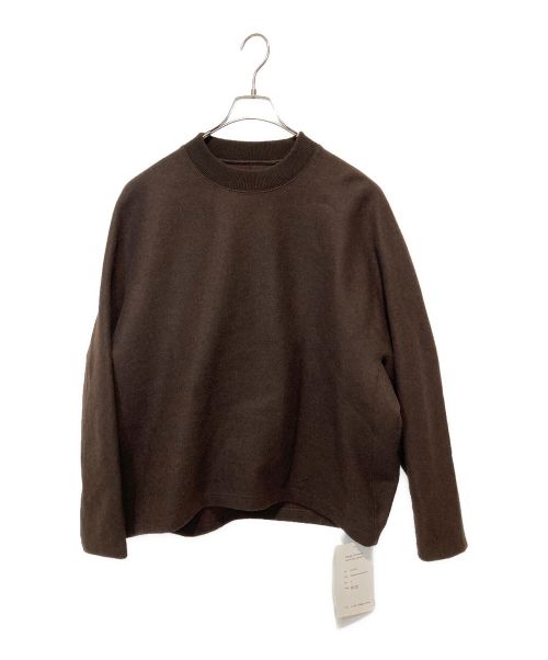 nonnotte（ノノット）NONNOTTE (ノノット) Super120' Heavy Inlay Melton Draping C/N Pullover ブラウン サイズ:5の古着・服飾アイテム