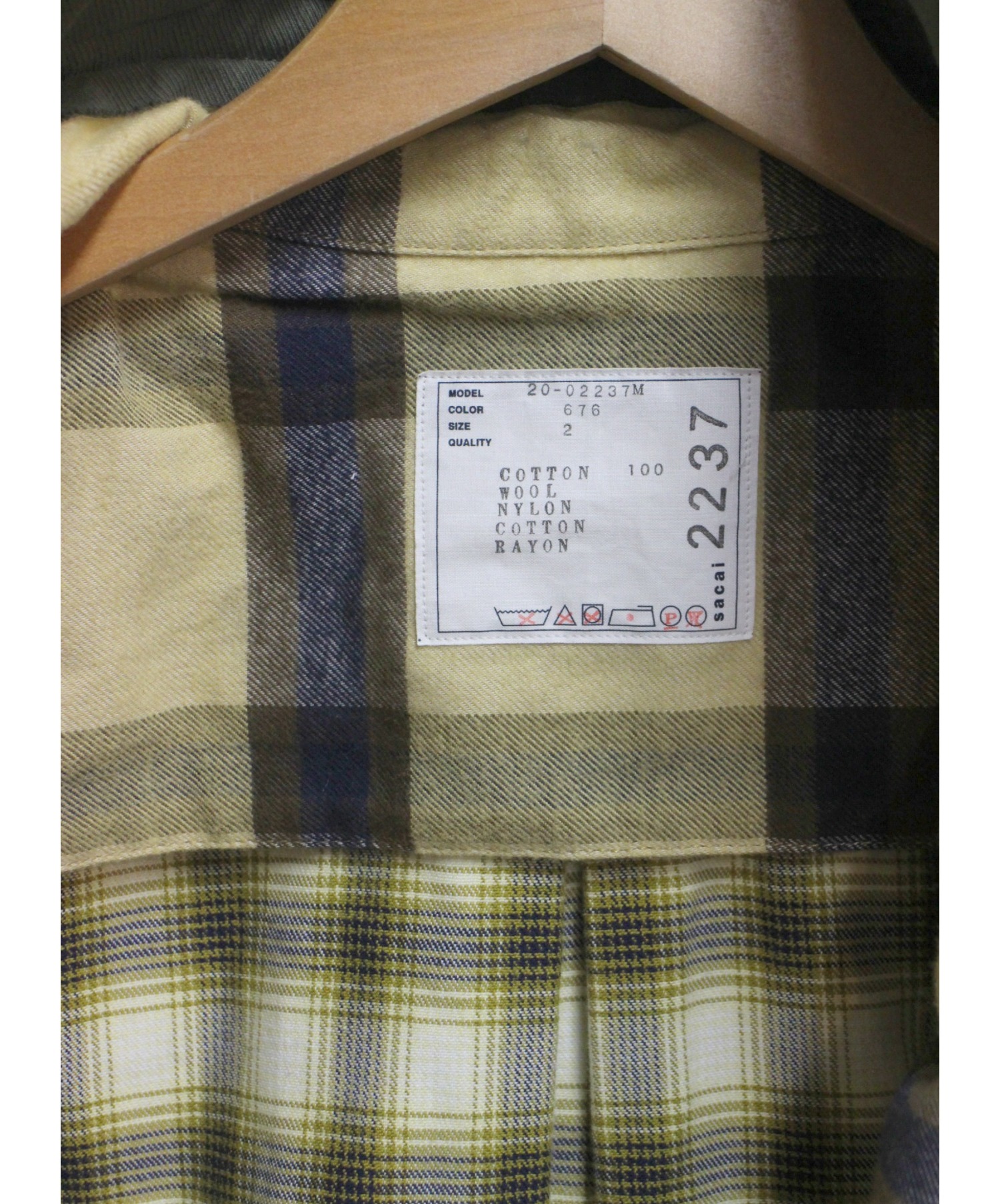 ダークブラウン 茶色 Midorikawa レイヤードチェックシャツ 定価¥88000