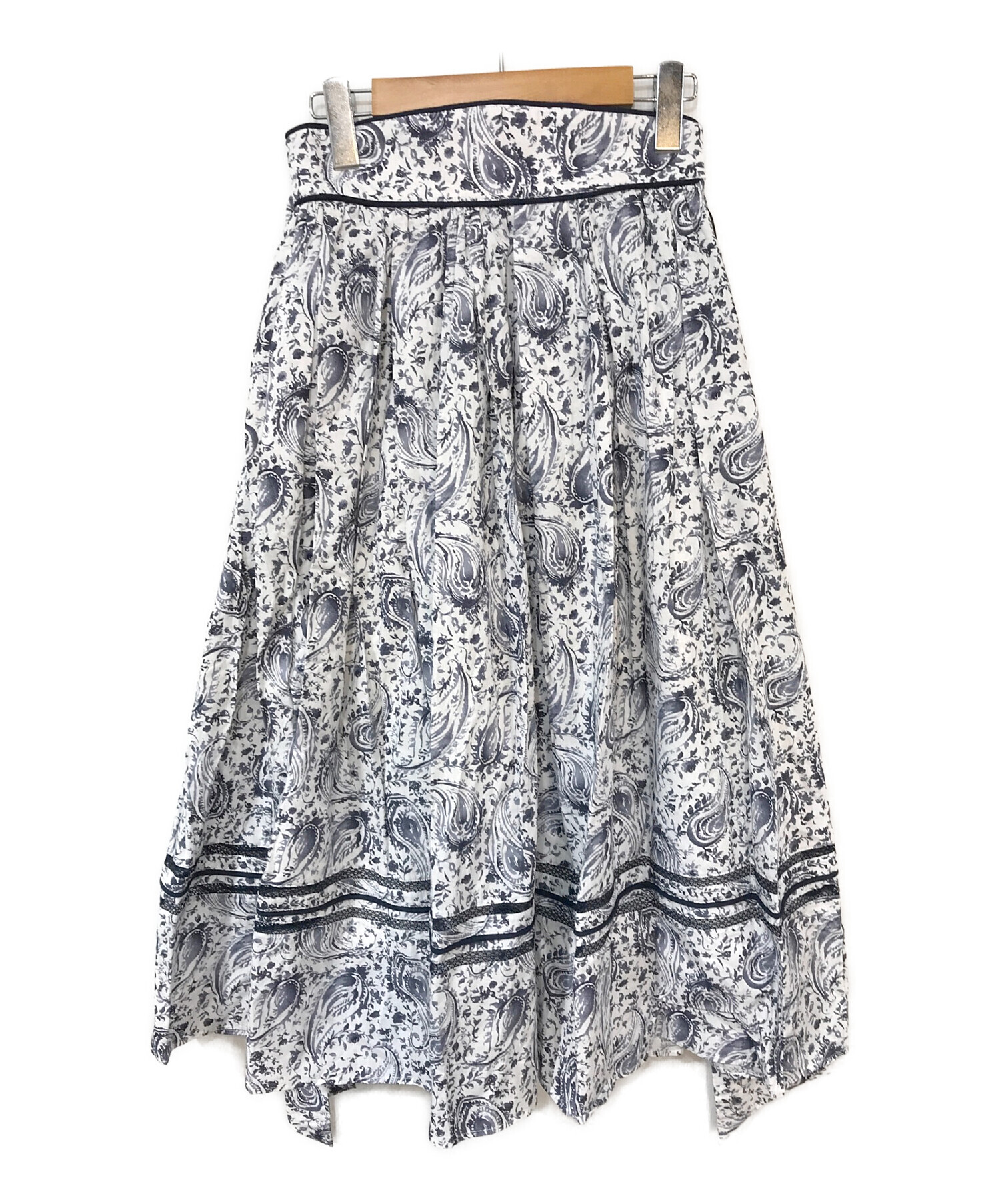 Herlipto Paisley-Print Cotton Skirt Long