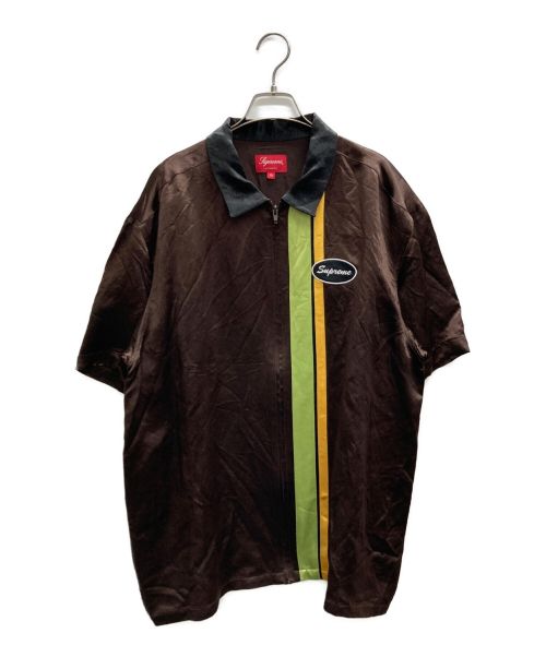 SUPREME（シュプリーム）SUPREME (シュプリーム) SATIN ZIP UP S/S WORK SHIRT ブラウン サイズ:XLの古着・服飾アイテム