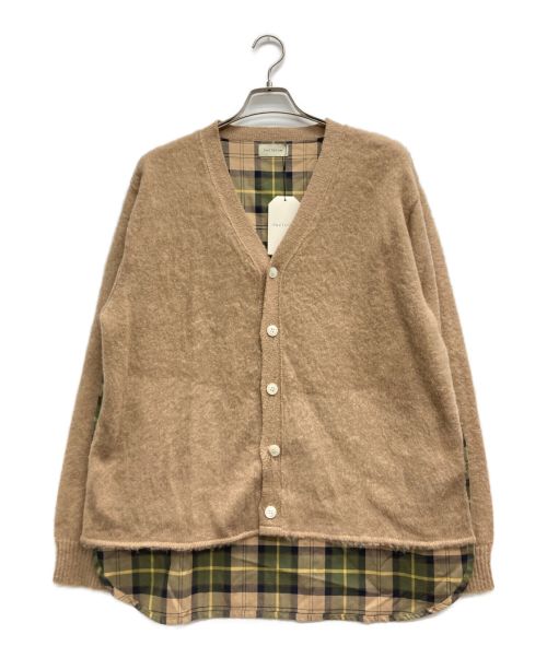 FACTOTUM（ファクトタム）FACTOTUM (ファクトタム) 7G Panel Boucle Cardigan Knit ベージュ×グリーン サイズ:46の古着・服飾アイテム