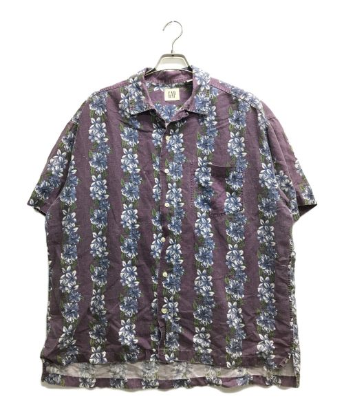 GAP（ギャップ）GAP (ギャップ) ハイビスカス柄半袖レギュラーカラーシャツ パープル×ブルー サイズ:Lの古着・服飾アイテム