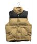 Schott（ショット）の古着「CLASSIC LEATHER COMBI DOWN VEST」｜ベージュ×ブラック