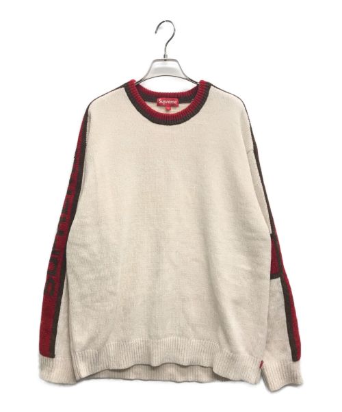 SUPREME（シュプリーム）SUPREME (シュプリーム) Stripe Chenille Sweater アイボリー×レッド サイズ:Lの古着・服飾アイテム