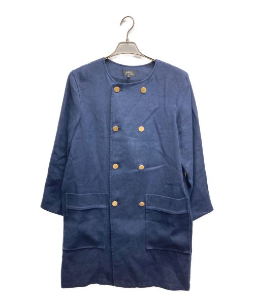 A.P.C.（アーペーセー）A.P.C. (アー・ペー・セー) リネンダブルブレストコート ネイビー サイズ:Sの古着・服飾アイテム