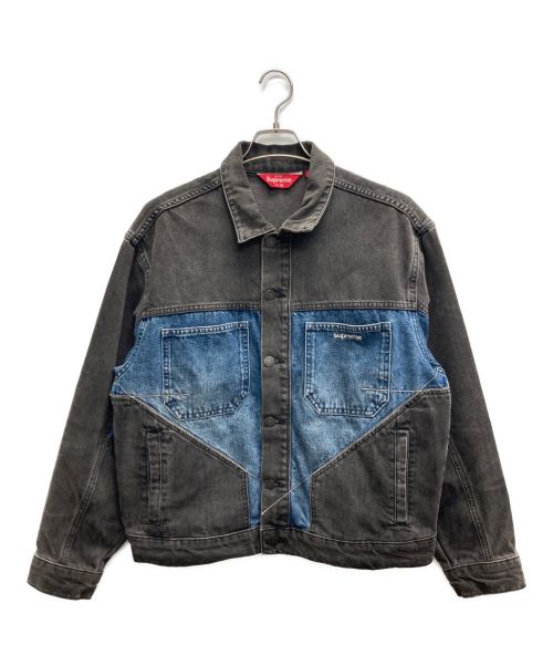 SUPREME（シュプリーム）SUPREME (シュプリーム) 2-TONE PANELED DENIM JACKET ブラック×インディゴ サイズ:Mの古着・服飾アイテム