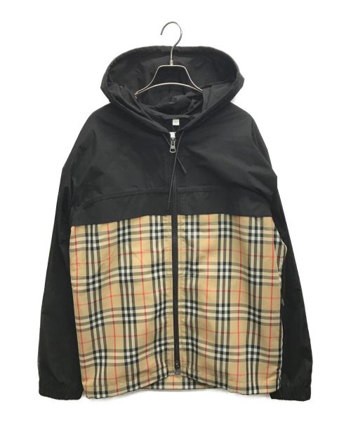 BURBERRY（バーバリー）BURBERRY (バーバリー) ノヴァチェック切替ジップアップジャケット ブラック×ベージュ サイズ:Sの古着・服飾アイテム