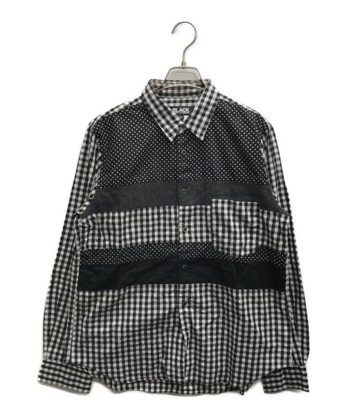 BLACK COMME des GARCONS（ブラック コムデギャルソン）BLACK COMME des GARCONS (ブラック コムデギャルソン) パッチワークチェックシャツ ブラック×グレー サイズ:Lの古着・服飾アイテム