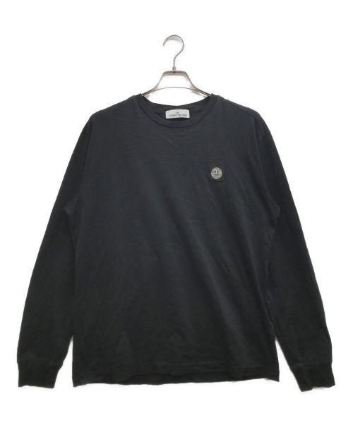 STONE ISLAND（ストーンアイランド）STONE ISLAND (ストーンアイランド) ワンポイント クルーネック 長袖 Tシャツ ブラック サイズ:XLの古着・服飾アイテム