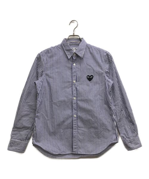 PLAY COMME des GARCONS（プレイ コムデギャルソン）PLAY COMME des GARCONS (プレイ コムデギャルソン) ストライプシャツ ブルー サイズ:Lの古着・服飾アイテム