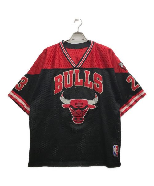 Champion（チャンピオン）Champion (チャンピオン) BULLS メッシュカットソー レッド×ブラック サイズ:XLの古着・服飾アイテム