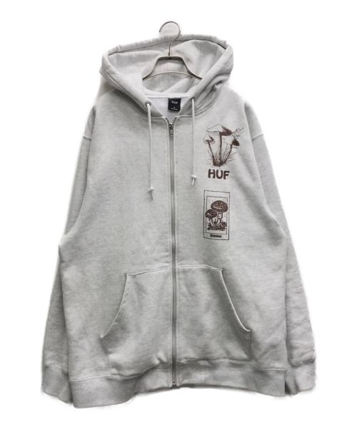 HUF（ハフ）HUF (ハフ) BIZARRE BOTANICALS FULL ZIP HOODIE/ビザールボタニカル フルジップフーディー グレー サイズ:XLの古着・服飾アイテム