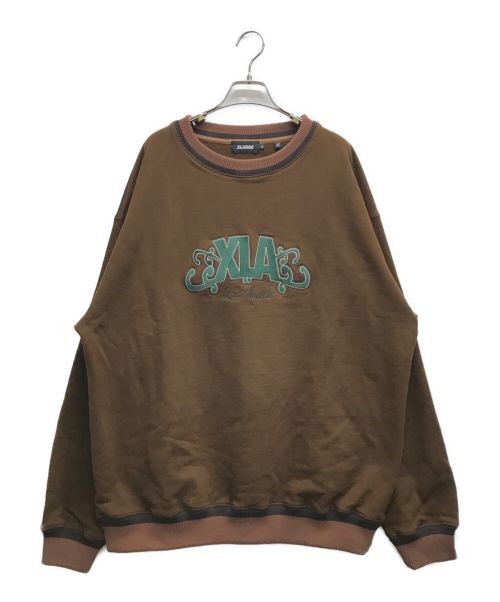 X-LARGE（エクストララージ）X-LARGE (エクストララージ) EMBROIDERY CREWNECK SWEATSHIRT/エンブロイドリー クルーネック スウェットシャツ ブラウン サイズ:XLの古着・服飾アイテム