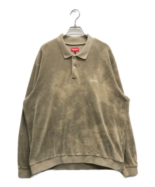 SUPREME（シュプリーム）SUPREME (シュプリーム) Bleached Velour L/S Polo/ブリーチド ベロア ポロ ベージュ サイズ:Mの古着・服飾アイテム