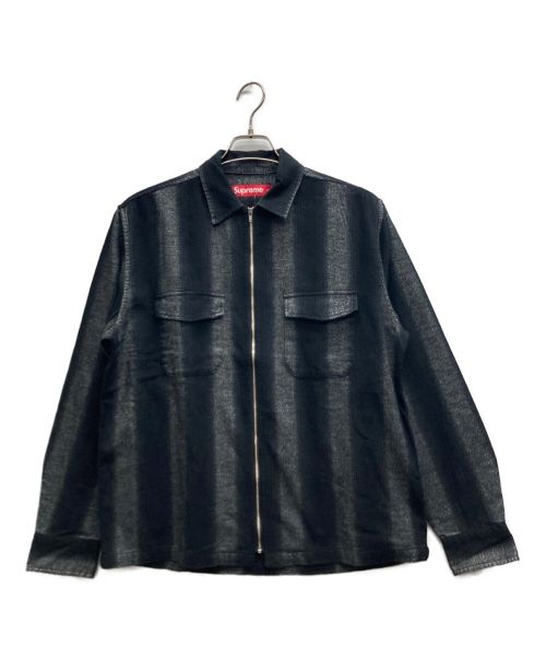 SUPREME（シュプリーム）SUPREME (シュプリーム) Stripe Flannel Zip Up Shirt ブラック サイズ:Sの古着・服飾アイテム