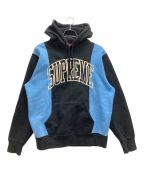 SUPREMEシュプリーム）の古着「Paneled Arc Logo Hooded Sweatshirt」｜ブルー×ブラック