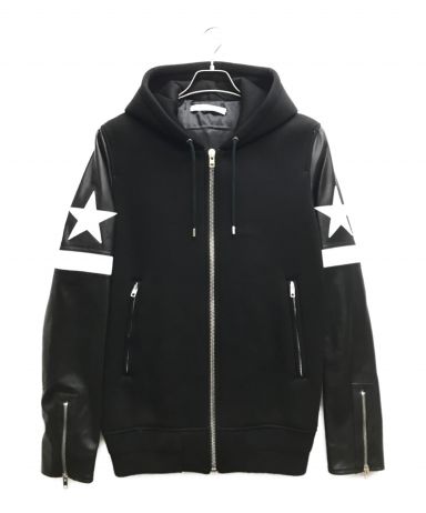 【中古・古着通販】GIVENCHY (ジバンシィ) ラムレザーコンビボンディングジップパーカー ブラック サイズ:46｜ブランド・古着通販  トレファク公式【TREFAC FASHION】スマホサイト