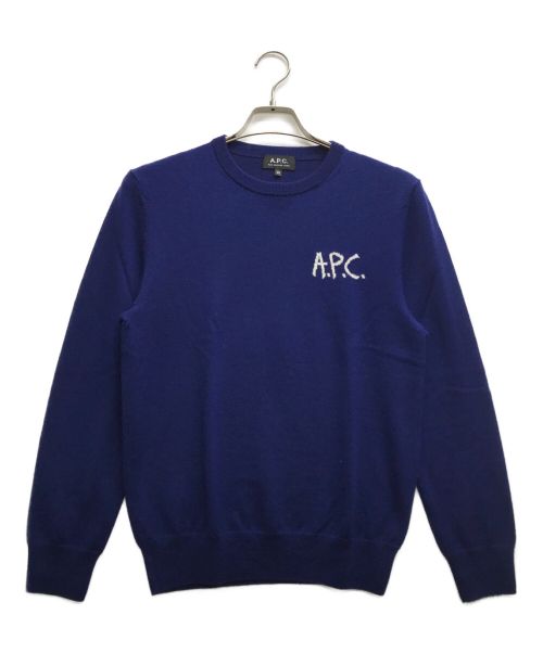 A.P.C.（アーペーセー）A.P.C. (アー・ペー・セー) ロゴクルーネックニット ネイビー サイズ:ＸＳの古着・服飾アイテム