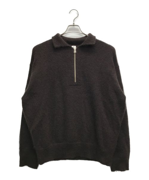 MEIAS（メイアス）MEIAS (メイアス) SUPER KID MOHAIR HALF ZIP PULL OVER ブラウン サイズ:Lの古着・服飾アイテム