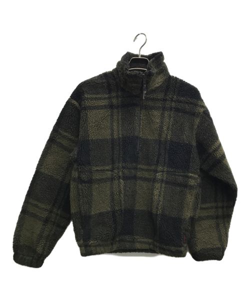 WOOLRICH（ウールリッチ）WOOLRICH (ウールリッチ) チェックプルオーバーフリースジャケット カーキ×ブラック サイズ:Sの古着・服飾アイテム