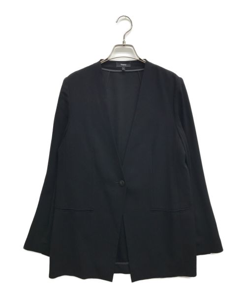 theory（セオリー）theory (セオリー) Powder Crepe Collarless JK N/パワー クレープ カラーレス ジャケット エヌ ブラック サイズ:2の古着・服飾アイテム