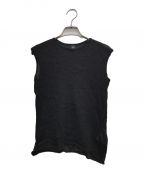 Y'sワイズ）の古着「COTTON FAUX LINEN KNIT ROUND NECK TANK TOP/コットンフォー リネン ニット ラウンド ネック タンク トップ」｜ブラック