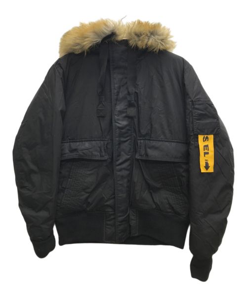 DIESEL（ディーゼル）DIESEL (ディーゼル) W-Burke faux fur hooded puffer jacket ブラック サイズ:Lの古着・服飾アイテム