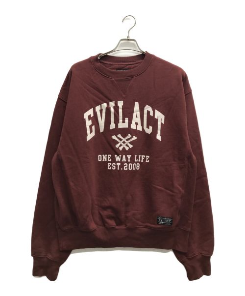 EVILACT（イーヴルアクト）EVILACT (イーヴルアクト) クルーネックスウェット ボルドー サイズ:Lの古着・服飾アイテム