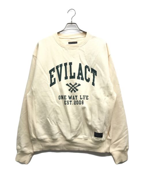 EVILACT（イーヴルアクト）EVILACT (イーヴルアクト) クルーネックスウェット アイボリー サイズ:Lの古着・服飾アイテム