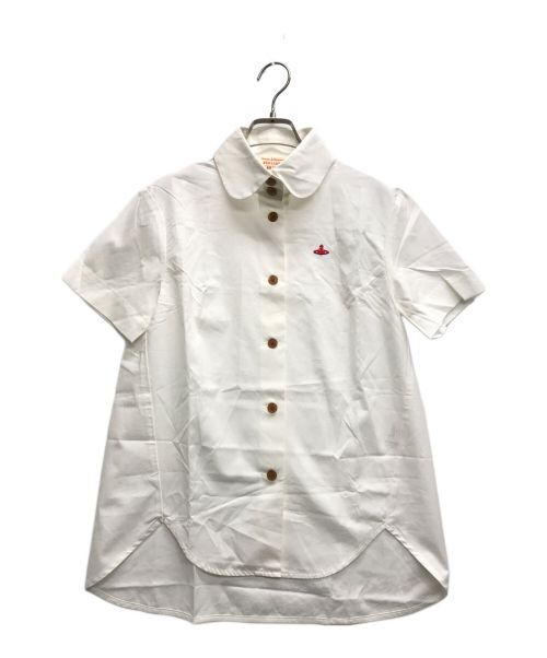 Vivienne Westwood RED LABEL（ヴィヴィアンウエストウッドレッドレーベル）Vivienne Westwood RED LABEL (ヴィヴィアンウエストウッドレッドレーベル) ワンポイントロゴ丸襟シャツ ホワイト サイズ:2の古着・服飾アイテム