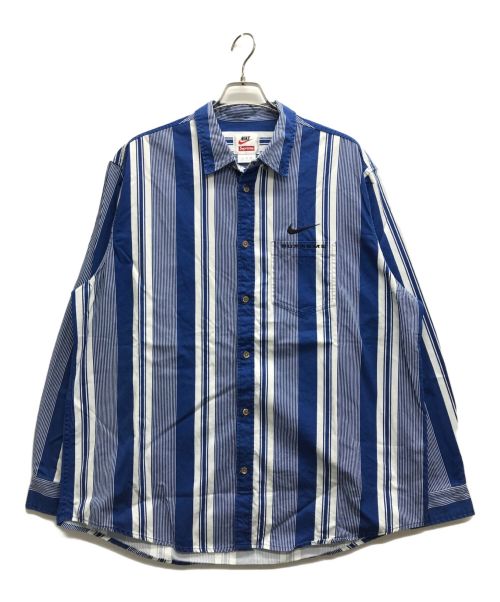 SUPREME（シュプリーム）SUPREME (シュプリーム) NIKE (ナイキ) Cotton Twill Shirt ブルー×ホワイト サイズ:XLの古着・服飾アイテム