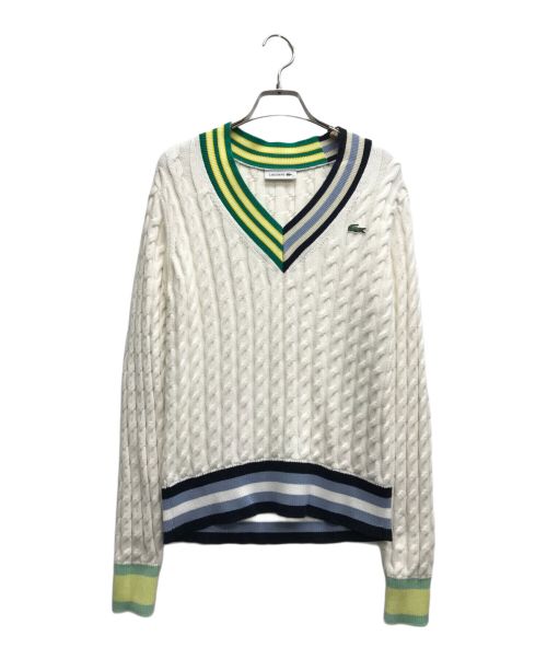 LACOSTE（ラコステ）LACOSTE (ラコステ) アシンメトリーケーブルニットテニスセーター ホワイト サイズ:34の古着・服飾アイテム