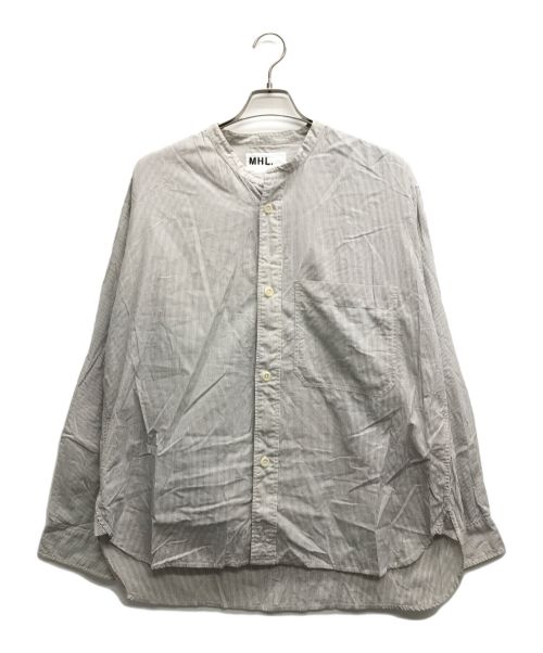 MHL（エムエイチエル）MHL (エムエイチエル) GRAPHIC COTTON STRIPE SHIRT グレー サイズ:Lの古着・服飾アイテム