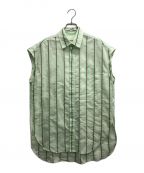 MACPHEEマカフィー）の古着「オンブレストライプ フレンチスリーブシャツ」｜グリーン