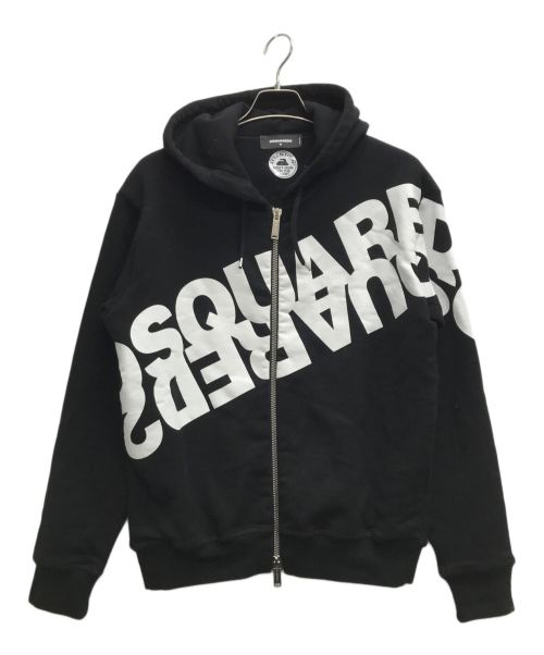 DSQUARED2（ディースクエアード）DSQUARED2 (ディースクエアード) ミラーロゴジップアップパーカー ブラック サイズ:Mの古着・服飾アイテム