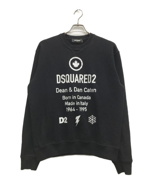 DSQUARED2（ディースクエアード）DSQUARED2 (ディースクエアード) 裏起毛プリントスウェット ブラック サイズ:Mの古着・服飾アイテム