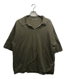 AURALEE（オーラリー）の古着「HIGH GAUGE PIQUE DOUBLE CLOTH SKIPPER POLO/ハイゲージピケダブルクローズスキッパーポロ」｜オリーブ