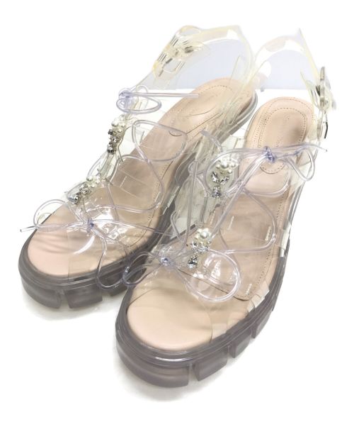 Simone Rocha（シモーネ ロシャ）Simone Rocha (シモーネ ロシャ) LACE-UP HEELED TREK SANDALS/レースアップ ヒール トレック サンダル クリア サイズ:37の古着・服飾アイテム