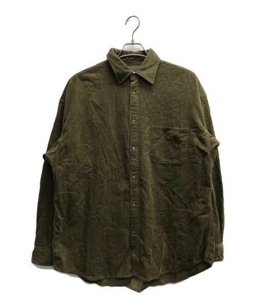 THE NORTHFACE PURPLELABEL（ザ・ノースフェイス パープルレーベル）THE NORTHFACE PURPLELABEL (ザ・ノースフェイス パープルレーベル) Organic Cotton Corduroy Big Shirt オリーブ サイズ:Lの古着・服飾アイテム