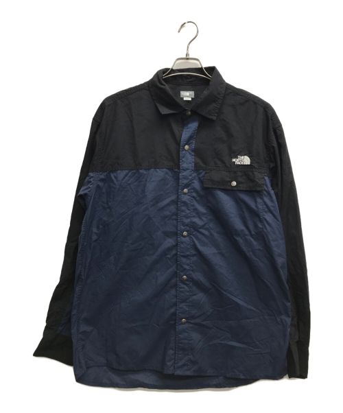 THE NORTH FACE（ザ ノース フェイス）THE NORTH FACE (ザ ノース フェイス) ロングスリーブヌプシシャツ ブラック×ネイビー サイズ:XLの古着・服飾アイテム